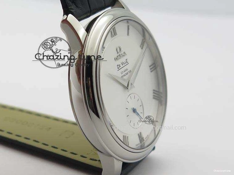 0814 De Ville MK 1:1 Best Edition SS White Dial On Black Leather Asian Seagull T1701 (Sec@6) Sporty 8244